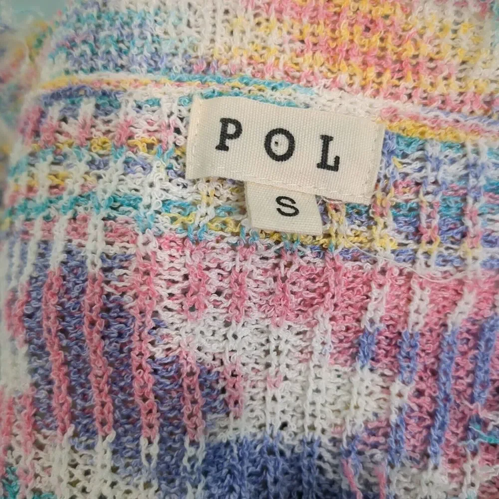 Pol sweater ribbon yarn raw edge small rainbow pastel oversized